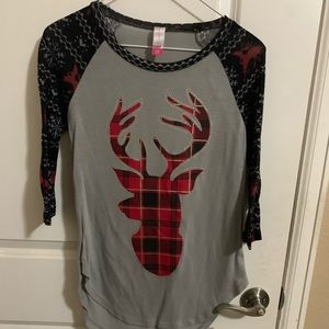 Small plaid deer Christmas shirt